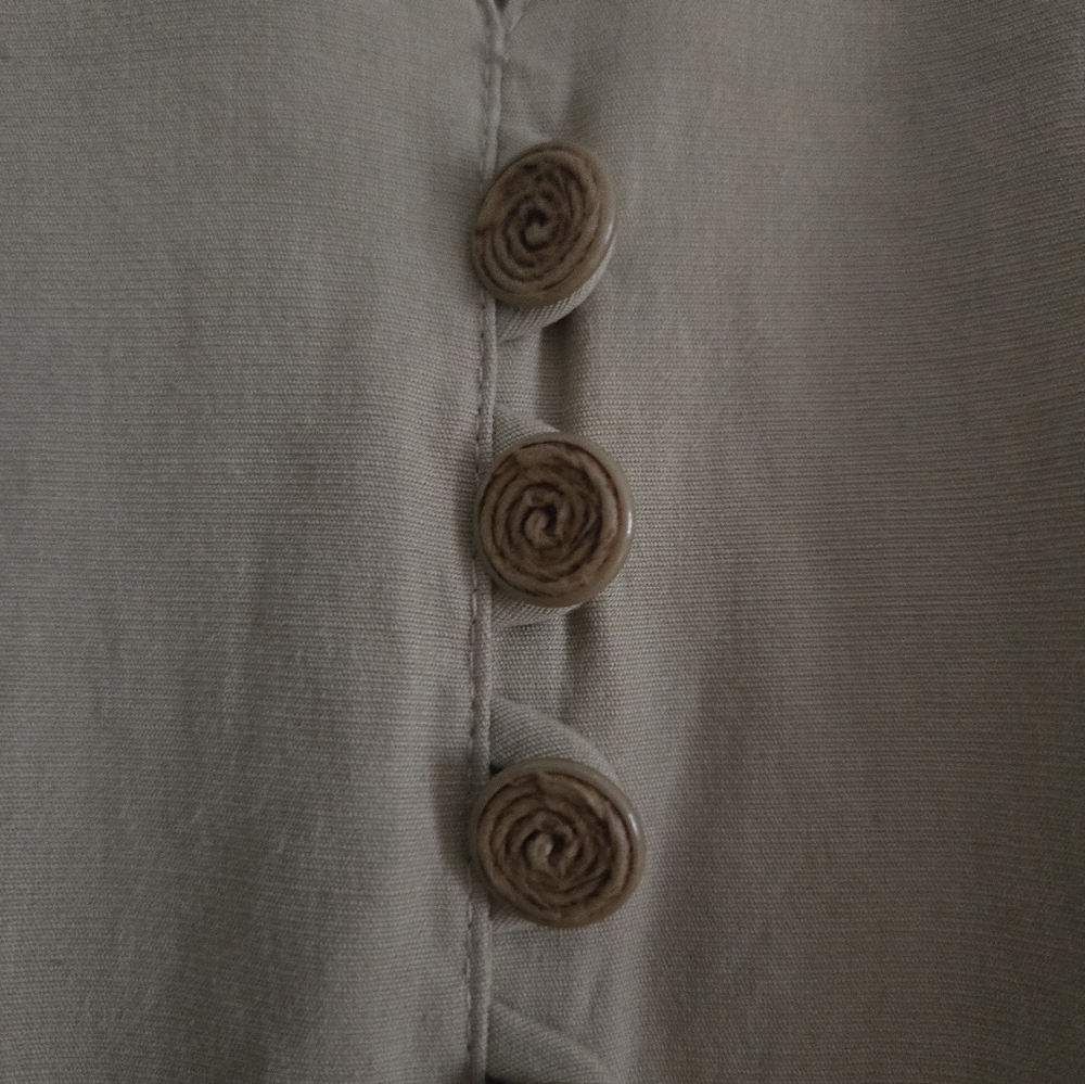 Designer Jean-Claude Poitras 90s Sleeveless Tan Button-Front Dress - Picture 6 of 11